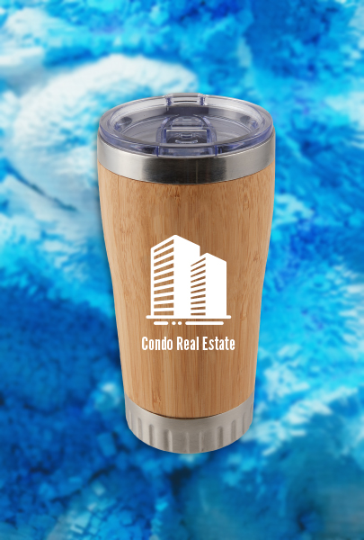 Custom imprinted Bamboo Stainless Steel Tumbler for Los Angeles, CA with a local business logo